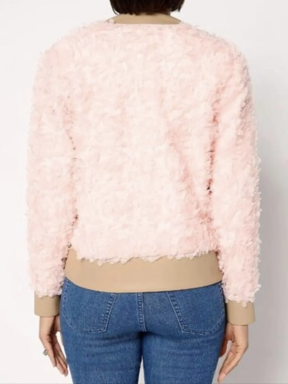Fierce by Mally Rosebud Textured Bomber Jacket w/ Faux Leather Trim - Sz XL